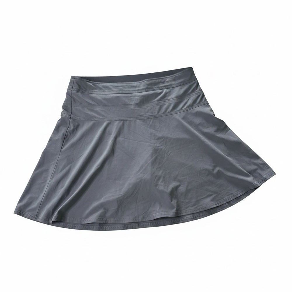 Athleta Everyday Skort Gray Size 14 Athletic Golf Tennis Zip Pocket 983365